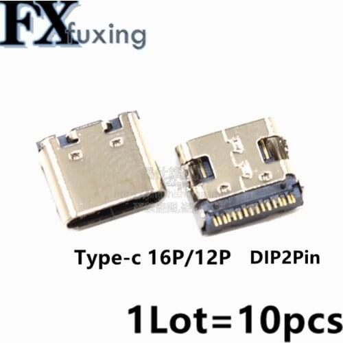 10PCS/LOT Micro USB JACK 3.1 Type-C 16pin DIP4 female connector For Mobile Phone Charging port Charging Socket Connector Hot
