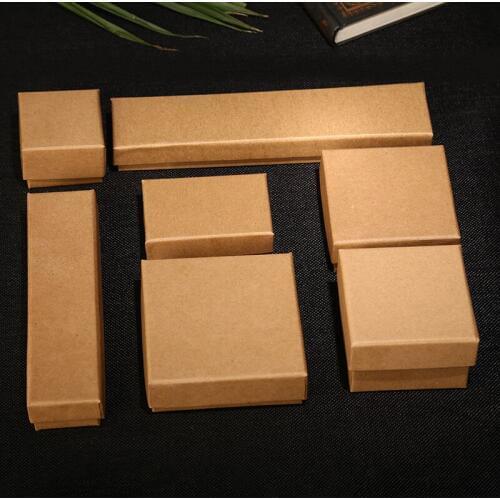 24Pcs/lot Kraft Paper Gift Packaging Box Handmade Ring Earring Pendant Soap Candy Christmas Gift Box 5x5cm Can Custom Your Logo