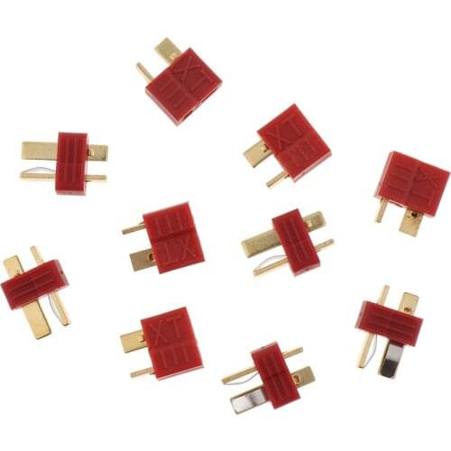 5 Pairs 10pcs T Plug Connectors Adapter Male Female Gold-plated Copper for RC Helicopter