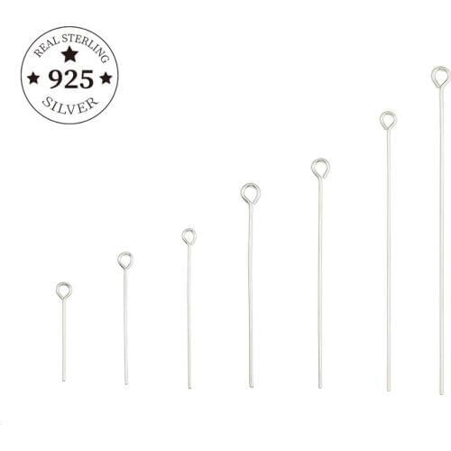10pcs/lot 15 20 25 30 35 40 50mm 925 Sterling Silver Eye Head Pins Eye Pins Headpins For Jewelry Making Accessories DIY Supplies