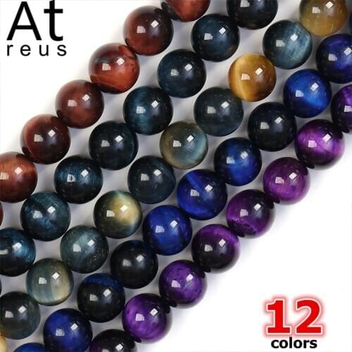 Dream Natural Stone Multicolor Tiger Eye Round Loose Beads For Jewelry Making 4 6 8 10mm DIY Bracelet Accessories 15'' Strands