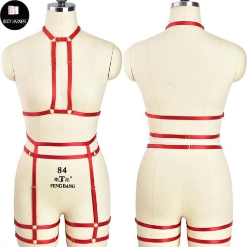 Gothic Jartiyer Sexy Cage Bra High Waist Wedding Garter Belt Body Harness Set Pole Dance Crop Top Harness Bra Stocking Garter