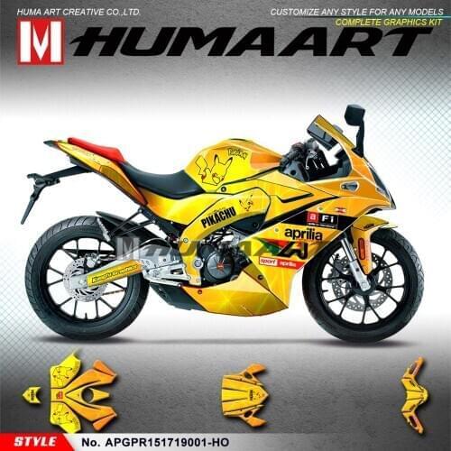 HUMAART Motorcycle Graphics Personalised Sticker Kit Deco Wrap for Aprilia GPR 150 GPR150 2017 2018 2019, Yellow