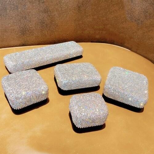 Crystal Rhinestone Jewelry Makeup Boxes Earrings Ring Pins Bracelets Necklaces Travel Portable Storage Display Case Organizers