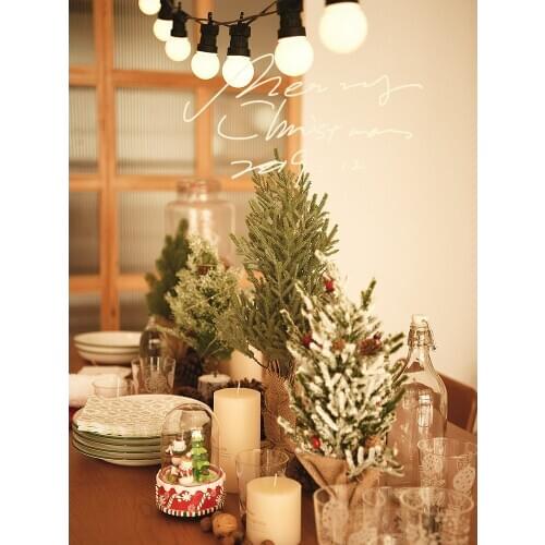 Simulation small plastic cedar Christmas tree desktop snowflake pine cone pine home decoration ornaments christmas ornaments