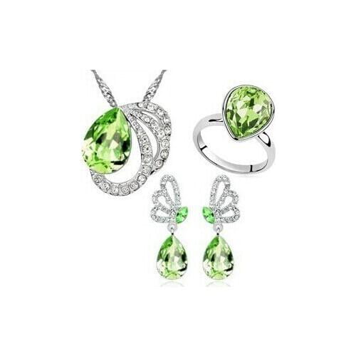 JS S045 Genuine Austrian Crystal Jewelry Sets High Quality Women Accessories Sets Nickel Free Christmas Gift Sets