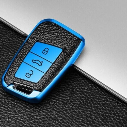 Leather TPU Car Key Remote Cover Case Shell For Volkswagen VW Tiguan MK2 Magotan Passat B8 CC 2017 2018 For Skoda Superb A7