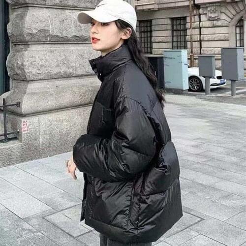 White duck down black shiny light thin Korean short down jacket women 2020 new bread winter jacket