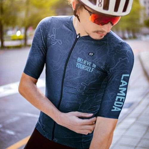 LAMEDA Cycling Mens Bike Reflective Jerseys Short Sleeves Summer Bicycle Mountain Bike Downhill Racing Road Bicycle Tops