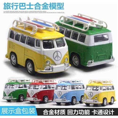 Alloy Cartoon Travel Bus Volkswagen Simulation Model Boutique Car Model Cake Ornaments Display Box Boys Like Fine Workmanship
