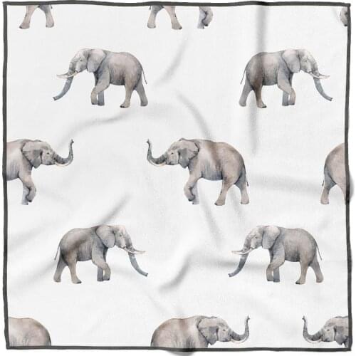 Fashion Black White Elephant Patterned Bandana Unisex Scarf Headscarf Wrist Wrap Magic Square Kerchief Print Hair Accessories