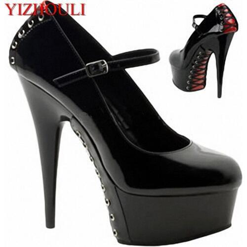 Fashion Plus Size Womens Single Shoes Popular Sexy Package With Womens Shoes 15cm High-Heeled Shoes Cross Bandage 6 Inch Heels