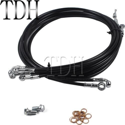 Motorcycle Black 10"-12" Stainless Brake Clutch APE Cable Line Kit For ABS Models Harley Touring 2014-2017