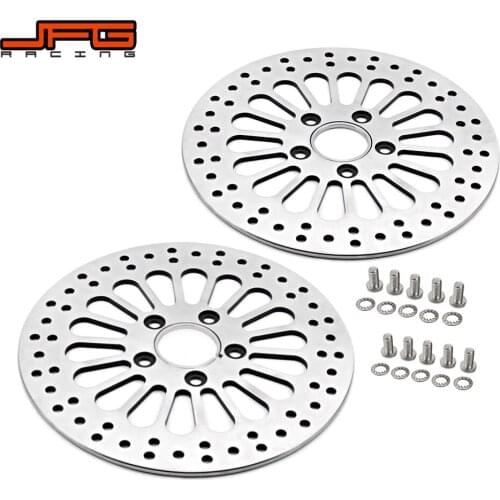 Motorcycle Street Bike Silver Two PCS Front Brake Disc Rotor For Harley SOFTAIL SPORTSTER DYNA 1984-2013 TOURING 1984-2007