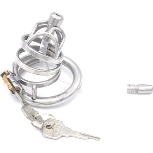 Male Chastity Cage Stainless Steel Penis Lock Cock Ring Stealth Lock Male Chastity Device Sex Toys for Men G7-245D