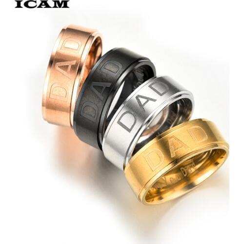ICAM New Arrive Stainless Steel Dad Ring Engraved Love You Dad Mens Ring Jewelry