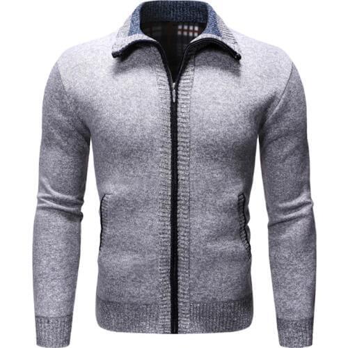 2019 New Autumn Winter Mens SweaterCoat Faux Fur Wool Sweater Jackets Men Zipper Knitted Thick Coat Casual Knitwear Men