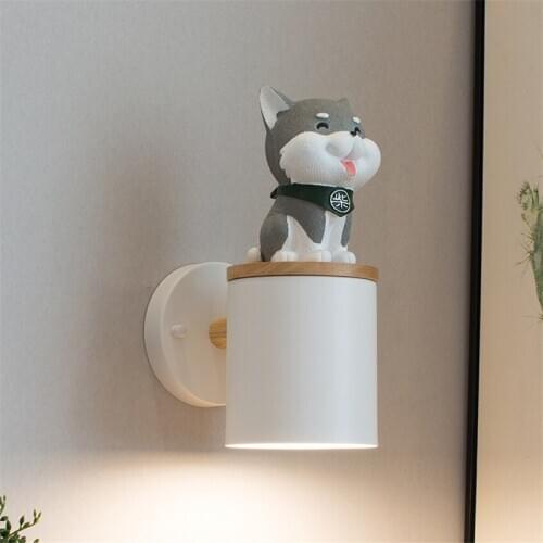 Nordic Cartoon Puppy Wall Lamps Modern Led Bedroom Bedside Lamp Living Room Aisle Corridor Childrens Room Cute E27 Wall Lights