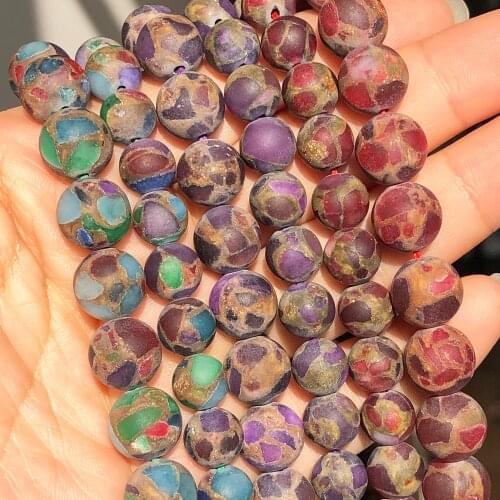 Natural Stone 6 8 10mm Frosted Matte Cloisonne Jaspers Loose Round Beads For Jewelry Making DIY Bracelet Accessories 15''Inches