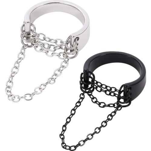 New Arrival Punk Cool Hip Pop Adjustable Link Chain Rings Open Alloy Fingers Ring Women Men Party Jewelry Accessories Gifts