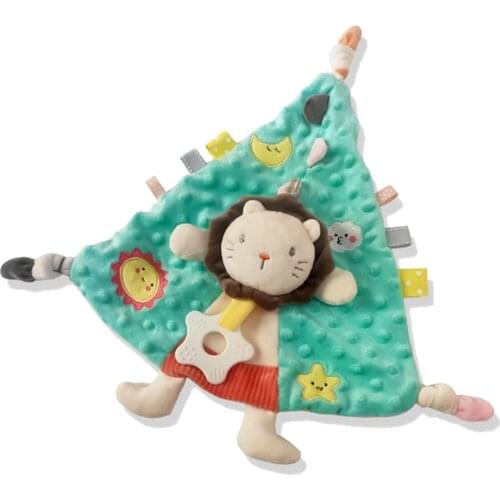 Baby Taggies Blanket - Security Blanket for Boys Girls Lion Loveys for Newborn Minky Dot Comfort Towel with Tags Snuggle Blankie