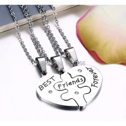 One set of Fashion Stainless Steel Heart Style Pendant Friendship Necklaces Best Friend Gifts