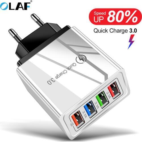 OLAF 4 Ports Quick Charge 3.0 4.0 For Phone Adapter For Samsung S10 iPhone 11 Tablet Xiaomi Wall Mobile Charger Fast Charger