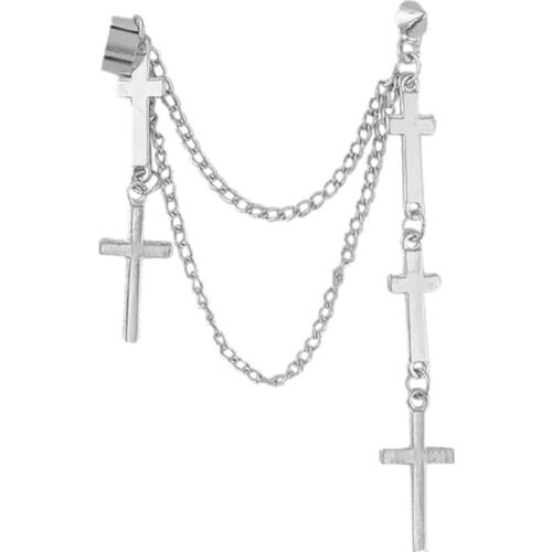 Cross Charm Earring Stud Earring Punk Tassel Chain Earring Chain Pendant Earrings for Women Men 2021 Fashion Jewelry