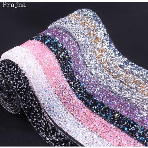 Prajna 1 Yard Hot Fix Rhinestone Applique Strass Crystal Ribbon With Rhinestones For Clothing Iron On Applique For Dresses Decor