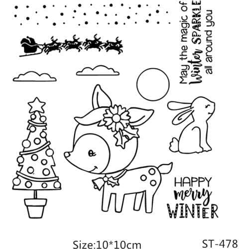 AZSG Sika deer and rabbi Transparent Silicone Clear Stamps/seal for DIY Scrapbooking/Card Making/Photo Album Decoration Supplies