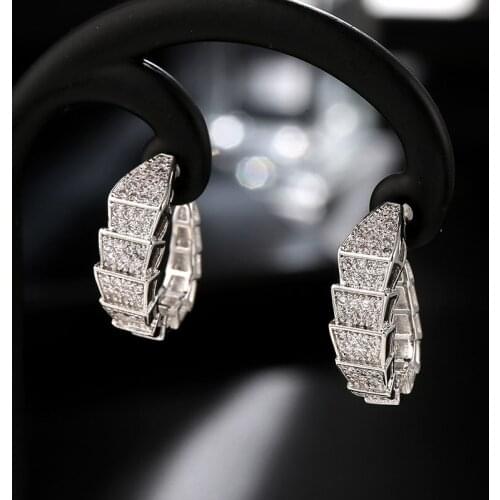 Trendy Elegant Trendy Square Shape Hoop Earrings Brilliant Bridal Engagement Wedding Jewelry Elegant Female Round Earring Fine