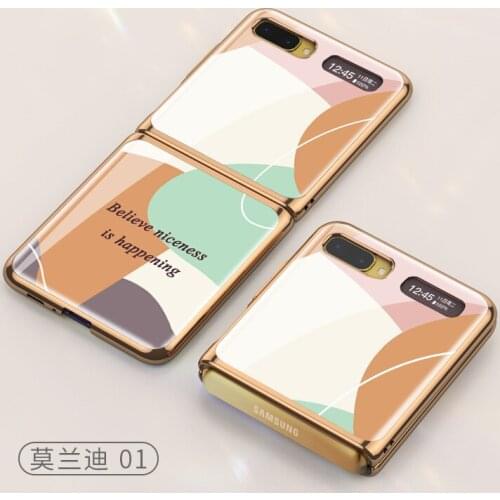 For Samsung Galaxy Z flip folding mobile phone case electroplating PC color painting zflip ultra-thin glass protective cover