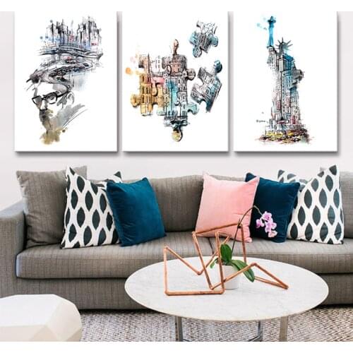 Statue of Liberty Nordic Living Room Decorative Painting Sofa Background Wall Mural Restaurant Landscape Canvas Painting Oi