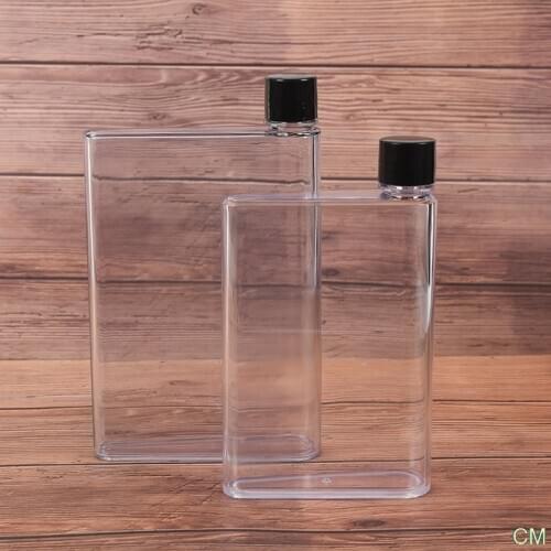 1 PC Handy Portable Flat Kettle Sport Drinking Water Bottle A5/A6 Notebook Paper Scrub Plastic Creative Cu Water Bottle