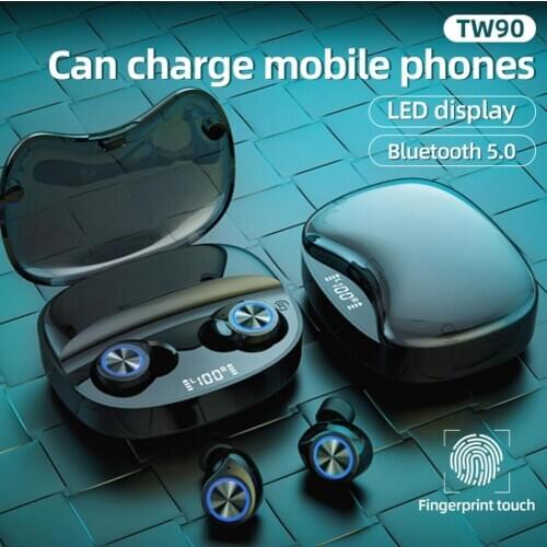 Universal Android iOS Wireless Earphones 2000mAh Charger Box Bluetooth TW90 Stereo Sports Earbuds Headsets With Mic