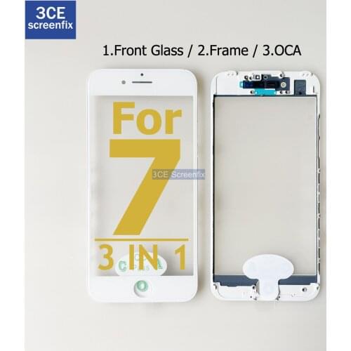 Top Quality Front Outer Glass Middle Frame Bezel Laminate OCA For iPhone 7 3 in 1 2 in 1 Front Glass Frame OCA