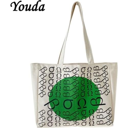 Youda New Letter Symbol Printing Canvas Tote Personality Girl Shoulder Bag Art Large Capacity Storage Outdoors Packs Handbag