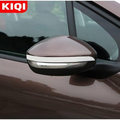 KIQI 2Pcs/Set Stainless Steel Car Rearview Mirror Protect Strips Rear View Mirror Sticker for Peugeot 2008 208 2014 - 2017