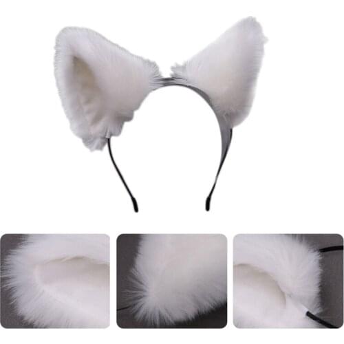 Women Anime Furry Animal Kitty Ears Headband Kawaii Lolita Cosplay Hair Hoop Q1QA