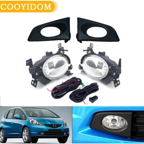 1Set Car Front Bumper Fog Light Fog Lamp Addintional For HONDA JAZZ / FIT GE6 GE8 2009-2011 With Wire Harness Switch Kit