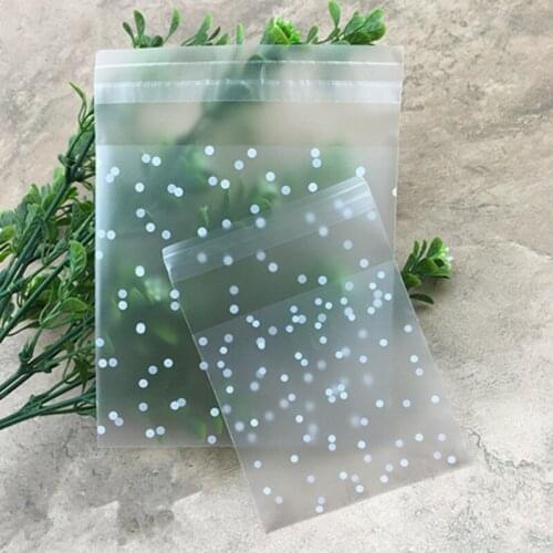 100pcs Plastic Transparent Cellophane Polka Dot Candy Cookie Gift Bag with DIY Self Adhesive Pouch Wedding Birthday Party