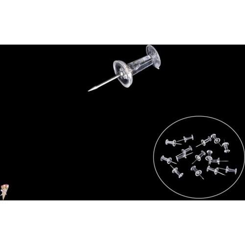 40pcs Clear Assorted Making Thumb Tacks Cork Board Office School Stationery Supplies Transparent Plastic Tacks Push Pins