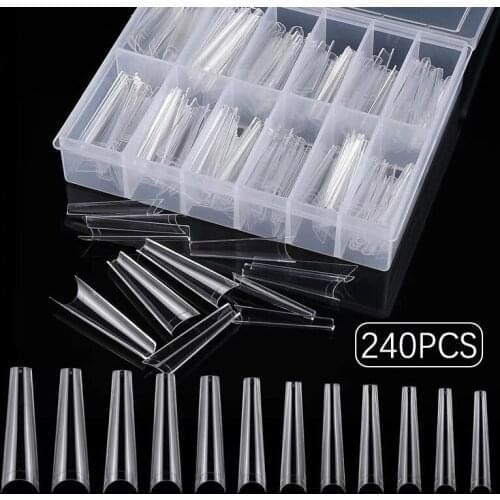 500/240pcs Clear Natural French Full Nail Tips Acrylic Cowboy French False Full Extension Nail Tips Fake Toenail Tip Tool