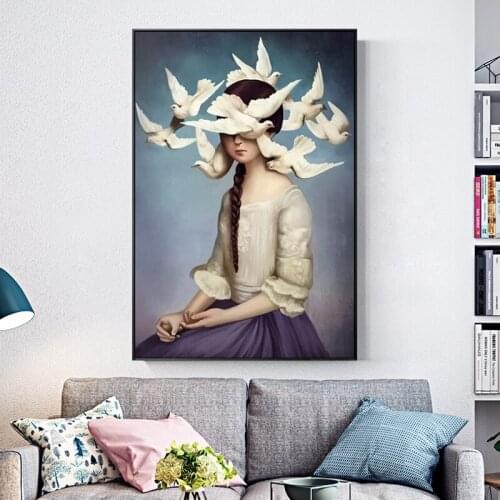 5D DIY square/round Diamond Painting Girl and pigeon Cross Stitch Diamond Embroidery Pattern Rhinestone home decor J0770