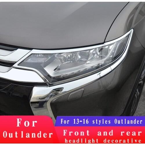 ABS plastic plating Car Front Headlight + Rear Tail Light Lamp Cover Trim For 2016-2018 Mitsubishi Outlander car decoration