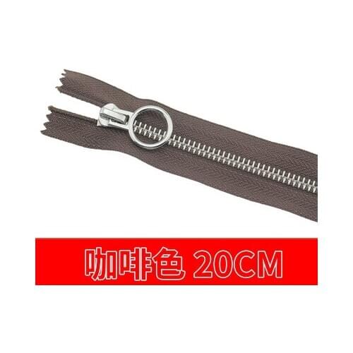 Free shipping 10pcs/lot 20cm coffee zipper 5# Metal zipper Round zipper head clothing trousers zipper accessories