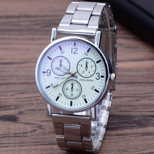 Watches 2020 Luxury Brand BlueRay Glass Steel Watch Female Three-Eye Quartz Watch Gift Mens Watch Wristwatch Mens Sports Men