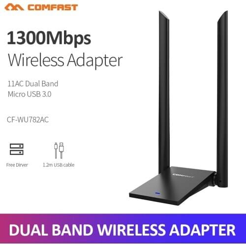 COMFAST 1300Mbps 802.11ac Long Distance 5.8GHz USB 3.0 WiFi Adapter WIFI Receiver high-gain Antenna 2*6dBi Dual Band