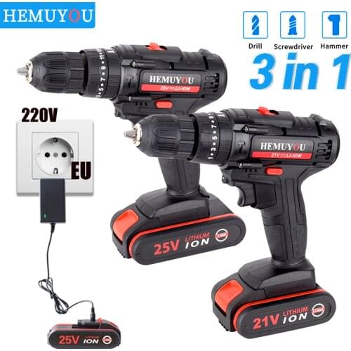 16.8v 21v 25v rechargeable cordless household handheld electric drill lithium battery screwdriver power tool