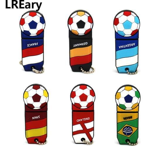 Cartoon football 32GB 16GB 8GB soccer team badge usb flash drive pen drive drive 4GB usb 2.0 memory stick